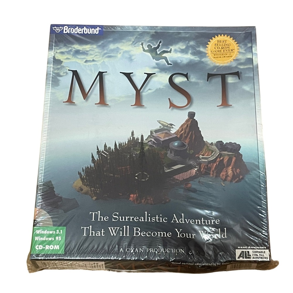 Myst PC Big Box Game Windows 3.1 95 Factory Sealed VTG Broderbund Cyan CD-ROM